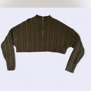 Garage Khaki Cable Knit Turtleneck Sweater